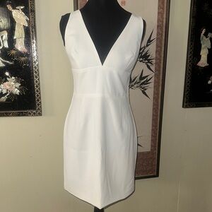 Stylish White V-Neck Dress